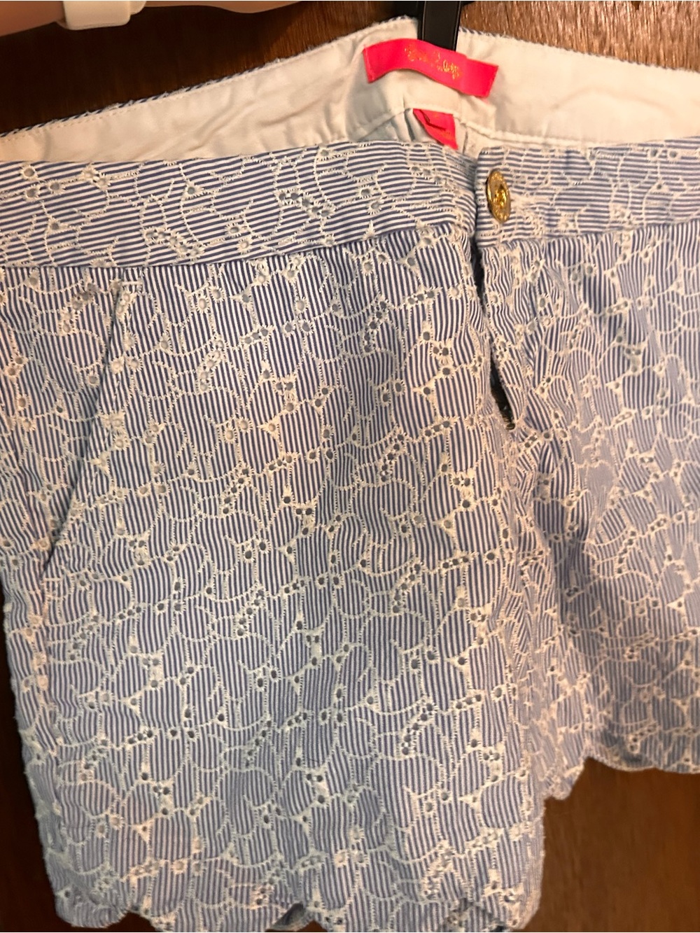 Lilly Pulitzer Light Blue and White Lace-Overlay Skort